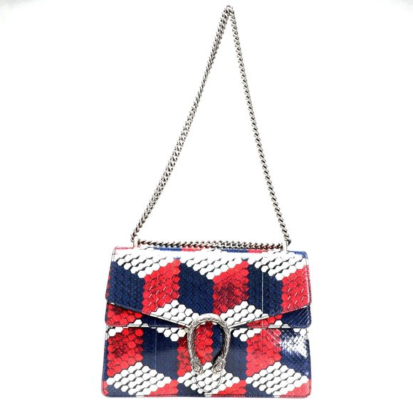 Gucci Red, White, & Blue Geometric Python Dionysus Shoulder Bag - Picture 5 of 10